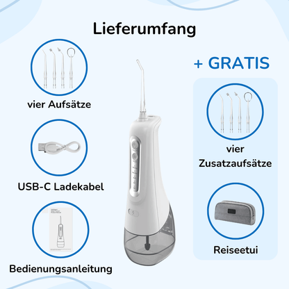 HydroDent - Die effektive und schonende Munddusche (+ gratis Reiseetui & 4 Zusatzaufsätze)